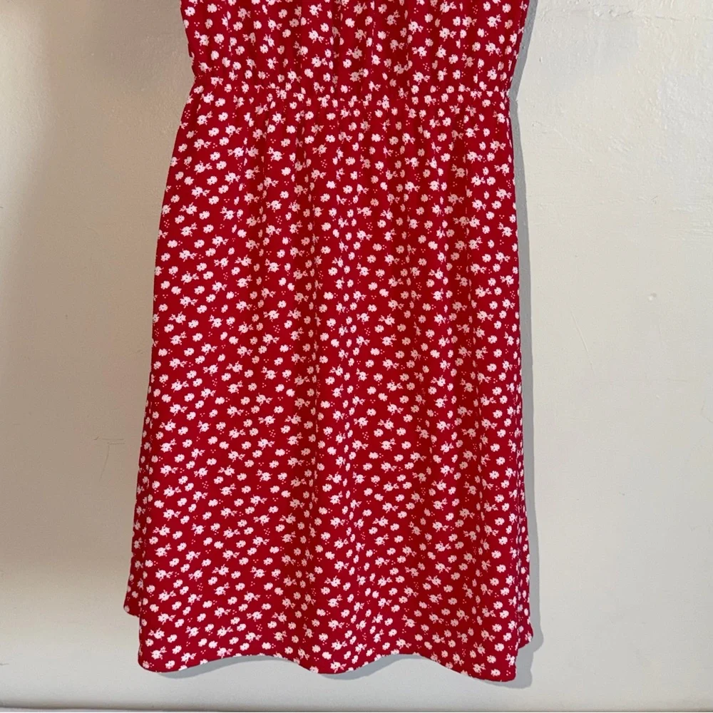 Monteau Red Faux Wrap Mini Dress with White Floral Print - Picture 8 of 14